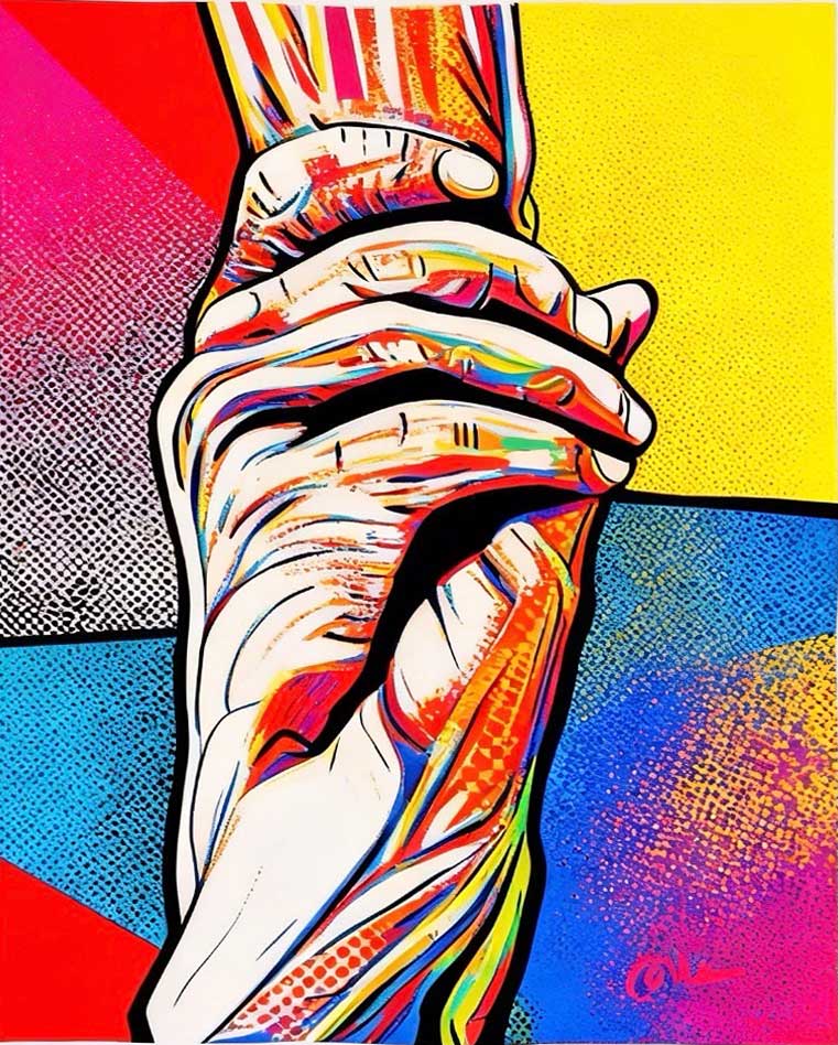 Peinture de Patricia Niveaux Les empruntes du coeur POP
